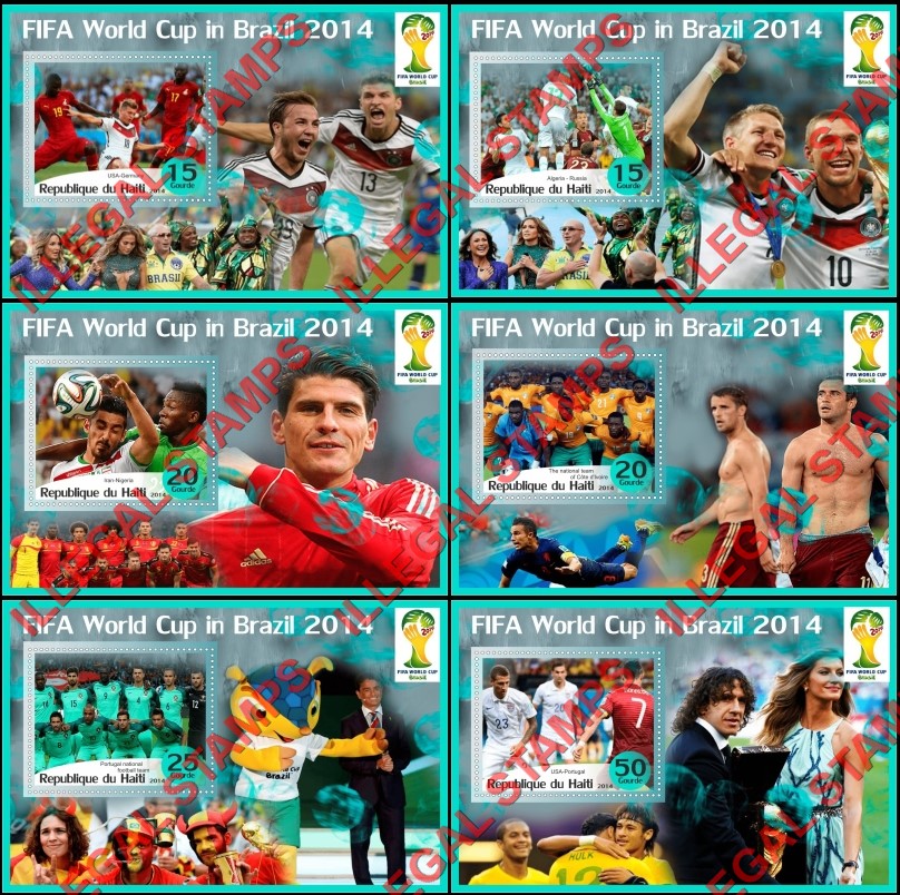 Haiti 2014 World Cup Soccer in Brazil Illegal Stamp Souvenir Sheets of 1 Haiti 2014 World Cup Soccer in Brazil Illegal Stamp Souvenir Sheets of 1