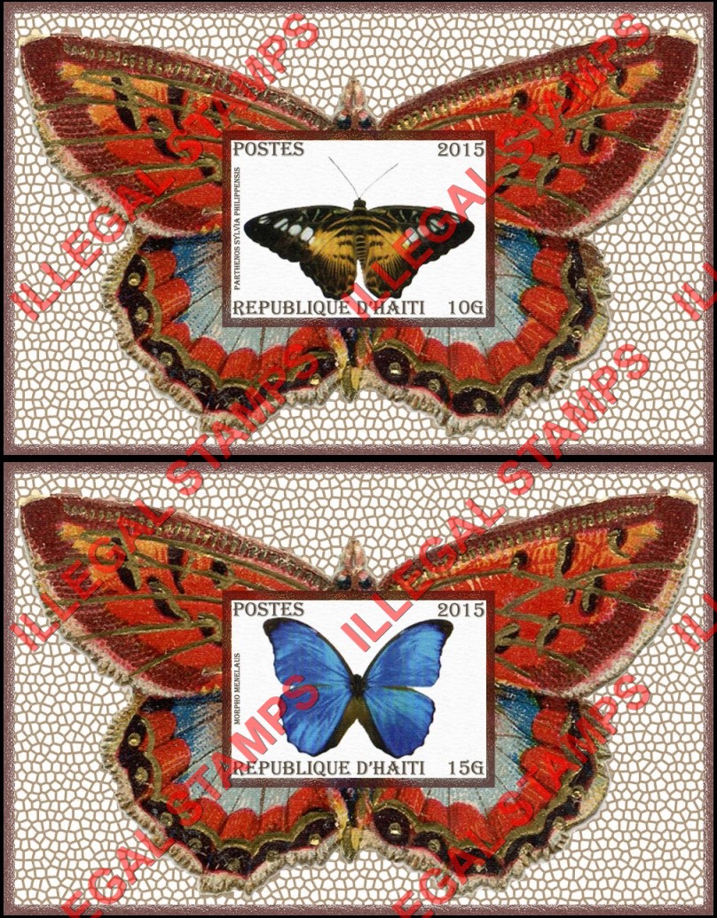 Haiti 2015 Butterflies Illegal Stamp Souvenir Sheets of 1 (Part 1) Haiti 2015 Butterflies Illegal Stamp Souvenir Sheets of 1 (Part 1)