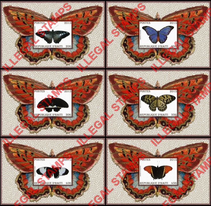Haiti 2015 Butterflies Illegal Stamp Souvenir Sheets of 1 (Part 2) Haiti 2015 Butterflies Illegal Stamp Souvenir Sheets of 1 (Part 2)