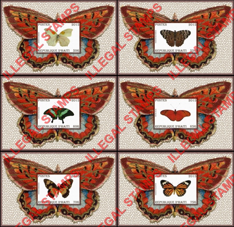 Haiti 2015 Butterflies Illegal Stamp Souvenir Sheets of 1 (Part 3) Haiti 2015 Butterflies Illegal Stamp Souvenir Sheets of 1 (Part 3)