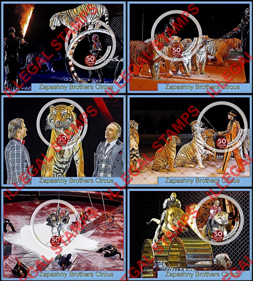 Haiti 2015 Circus Zapashny Brothers Illegal Stamp Souvenir Sheets of 1 Haiti 2015 Circus Zapashny Brothers Illegal Stamp Souvenir Sheets of 1