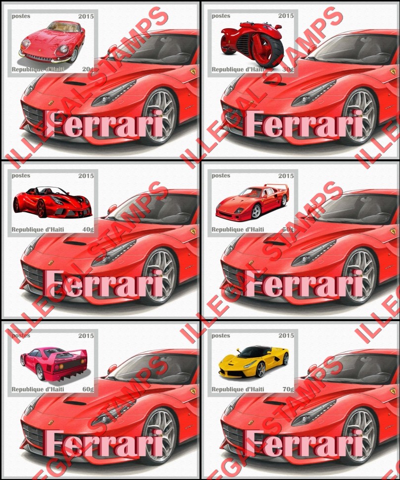 Haiti 2015 Ferrari Illegal Stamp Souvenir Sheets of 1 (Part 2) Haiti 2015 Ferrari Illegal Stamp Souvenir Sheets of 1 (Part 2)