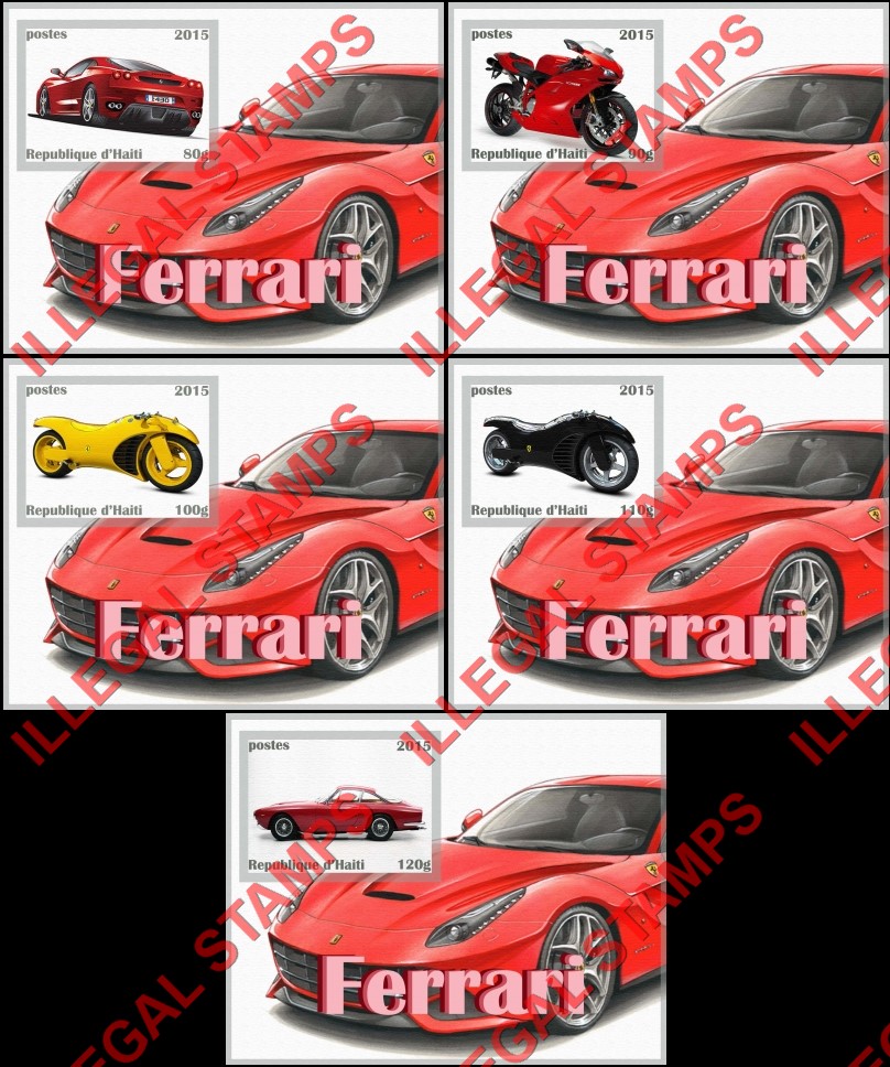 Haiti 2015 Ferrari Illegal Stamp Souvenir Sheets of 1 (Part 3) Haiti 2015 Ferrari Illegal Stamp Souvenir Sheets of 1 (Part 3)