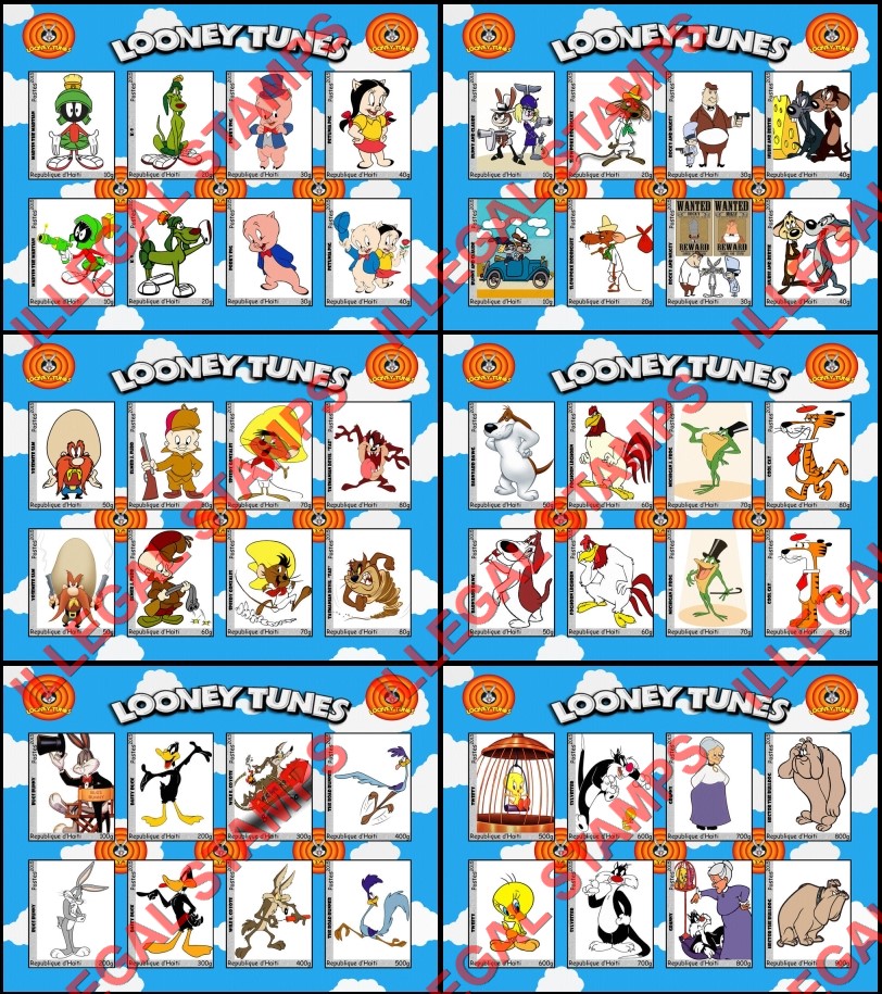 Haiti 2015 Warner Brothers Looney Tunes Multiple Comic Characters Illegal Stamp Souvenir Sheets of 8 (Part 2) Haiti 2015 Warner Brothers Looney Tunes Multiple Comic Characters Illegal Stamp Souvenir Sheets of 8 (Part 2)