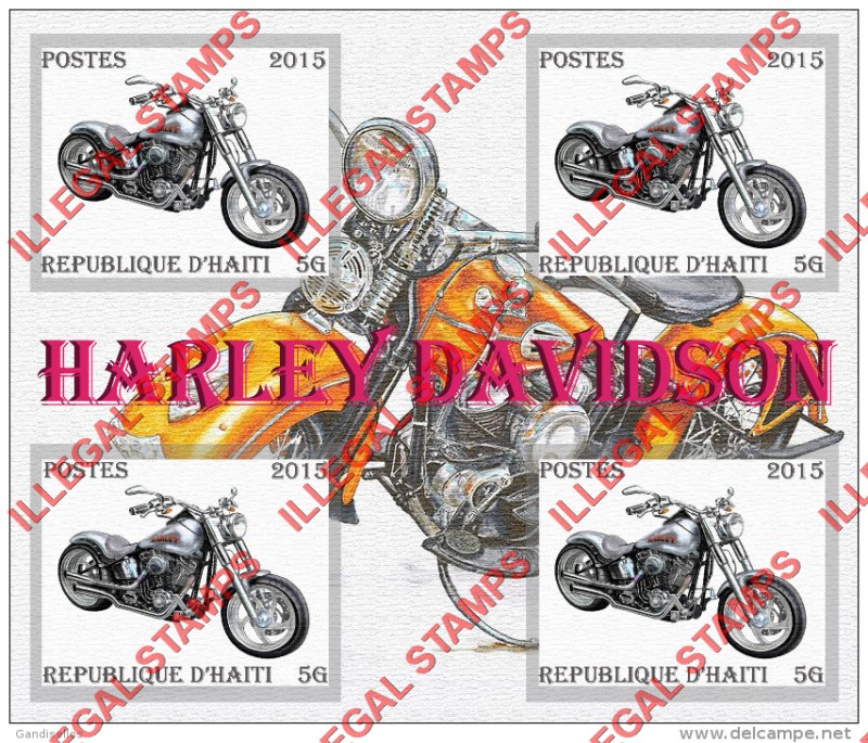 Haiti 2015 Motorcycles Harley Davidson Illegal Stamp Souvenir Sheet of 1 Haiti 2015 Motorcycles Harley Davidson Illegal Stamp Souvenir Sheet of 1