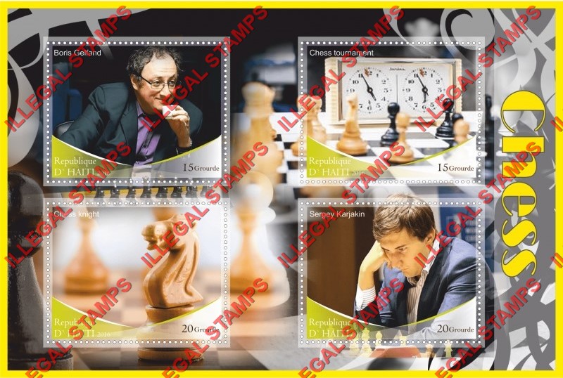 Haiti 2016 Chess Illegal Stamp Souvenir Sheet of 4 Haiti 2016 Chess Illegal Stamp Souvenir Sheet of 4