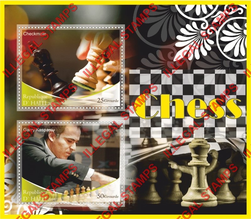 Haiti 2016 Chess Illegal Stamp Souvenir Sheet of 2 Haiti 2016 Chess Illegal Stamp Souvenir Sheet of 2
