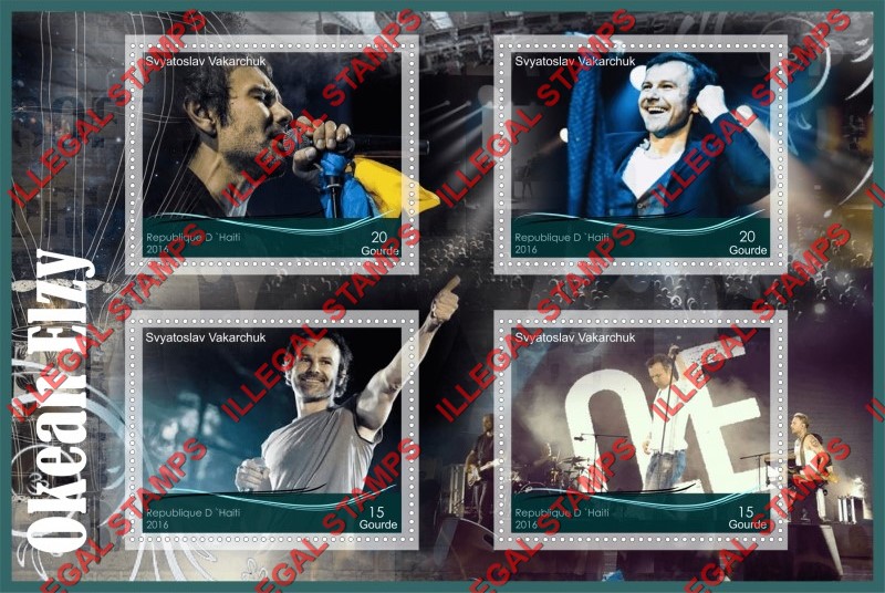 Haiti 2016 Okean Elzy Svyatoslav Vakarchuk Illegal Stamp Souvenir Sheet of 4 Haiti 2016 Okean Elzy Svyatoslav Vakarchuk Illegal Stamp Souvenir Sheet of 4