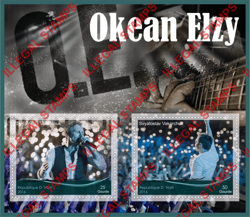 Haiti 2016 Okean Elzy Svyatoslav Vakarchuk Illegal Stamp Souvenir Sheet of 2 Haiti 2016 Okean Elzy Svyatoslav Vakarchuk Illegal Stamp Souvenir Sheet of 2