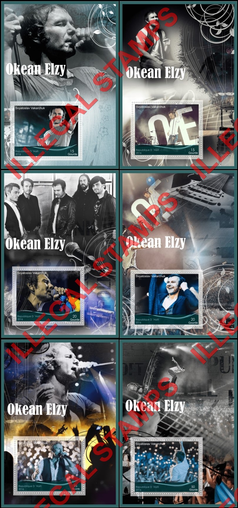 Haiti 2016 Okean Elzy Svyatoslav Vakarchuk Illegal Stamp Souvenir Sheets of 1 Haiti 2016 Okean Elzy Svyatoslav Vakarchuk Illegal Stamp Souvenir Sheets of 1