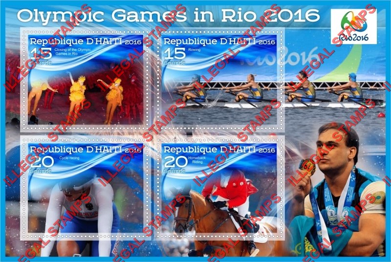 Haiti 2016 Olympic Games in Rio Illegal Stamp Souvenir Sheet of 4 Haiti 2016 Olympic Games in Rio Illegal Stamp Souvenir Sheet of 4