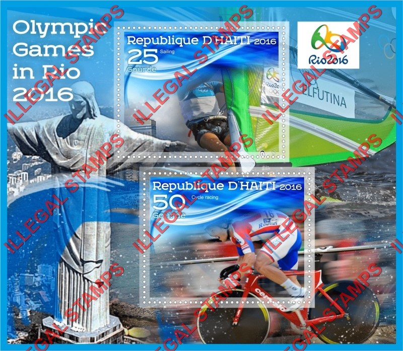 Haiti 2016 Olympic Games in Rio Illegal Stamp Souvenir Sheet of 2 Haiti 2016 Olympic Games in Rio Illegal Stamp Souvenir Sheet of 2