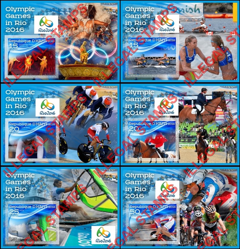 Haiti 2016 Olympic Games in Rio Illegal Stamp Souvenir Sheets of 1 Haiti 2016 Olympic Games in Rio Illegal Stamp Souvenir Sheets of 1