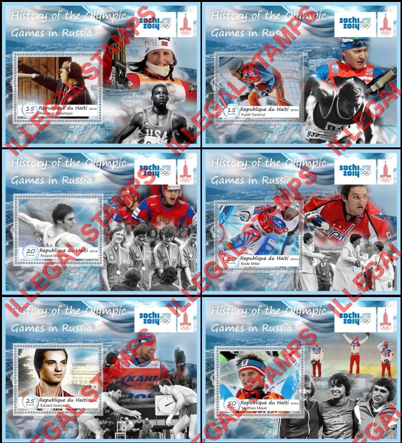 Haiti 2016 Olympic Games History in Sochi 2014 Illegal Stamp Souvenir Sheets of 1 Haiti 2016 Olympic Games History in Sochi 2014 Illegal Stamp Souvenir Sheets of 1
