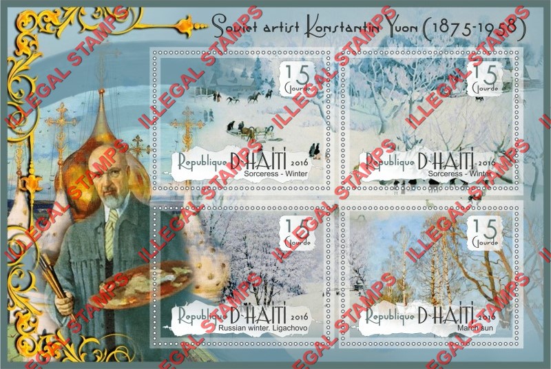 Haiti 2016 Paintings by Konstantin Yuon Illegal Stamp Souvenir Sheet of 4 Haiti 2016 Paintings by Konstantin Yuon Illegal Stamp Souvenir Sheet of 4