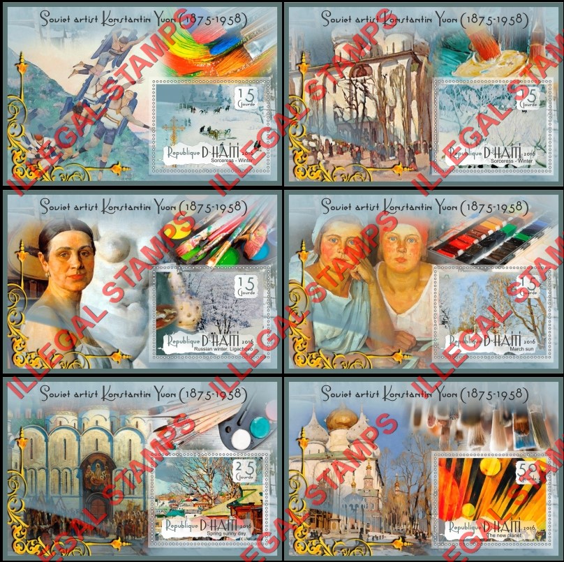 Haiti 2016 Paintings by Konstantin Yuon Illegal Stamp Souvenir Sheets of 1 Haiti 2016 Paintings by Konstantin Yuon Illegal Stamp Souvenir Sheets of 1