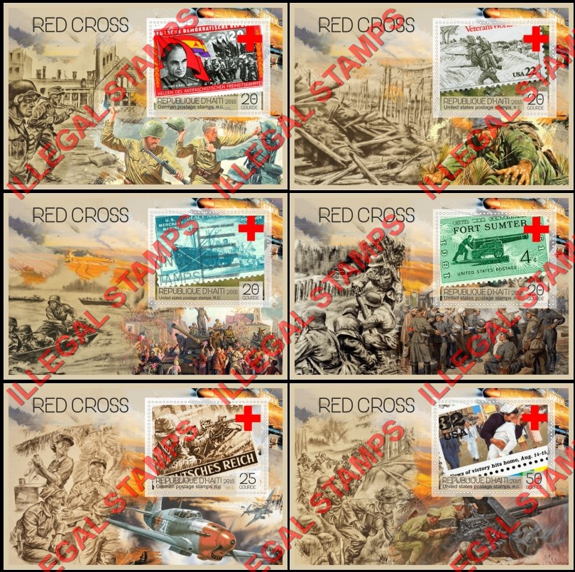 Haiti 2016 Red Cross Stamps on Stamps Illegal Stamp Souvenir Sheets of 1 Haiti 2016 Red Cross Stamps on Stamps Illegal Stamp Souvenir Sheets of 1