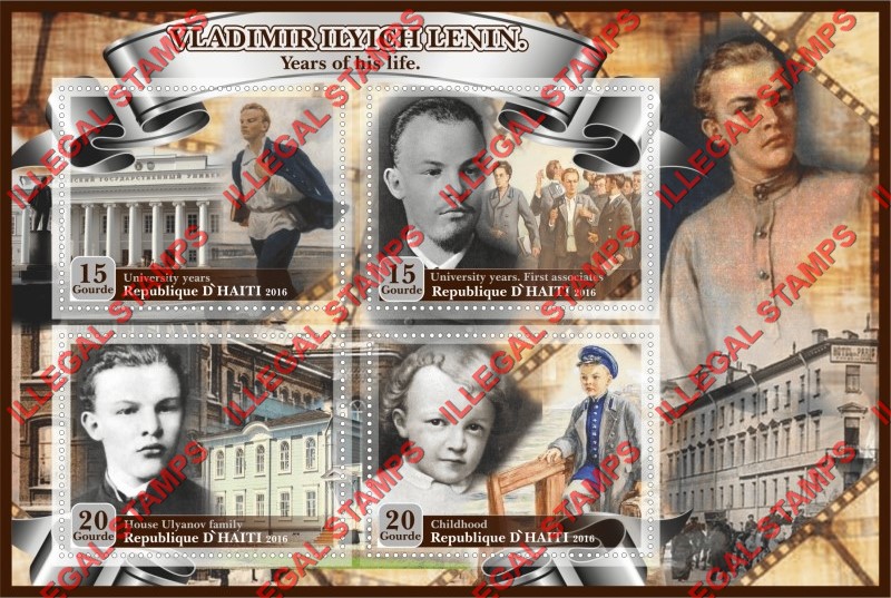 Haiti 2016 Vladimir Lenin Illegal Stamp Souvenir Sheet of 4 Haiti 2016 Vladimir Lenin Illegal Stamp Souvenir Sheet of 4