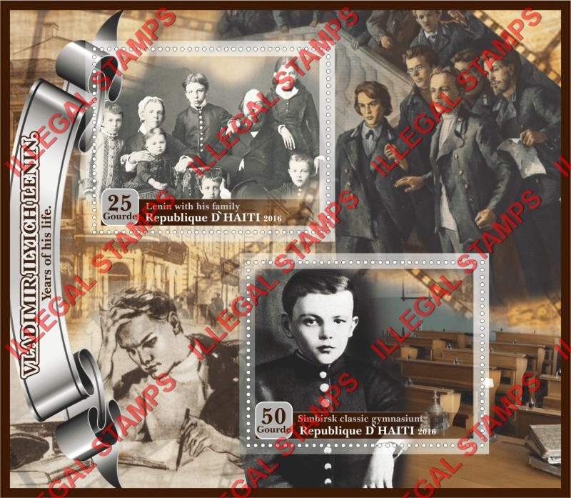 Haiti 2016 Vladimir Lenin Illegal Stamp Souvenir Sheet of 2 Haiti 2016 Vladimir Lenin Illegal Stamp Souvenir Sheet of 2