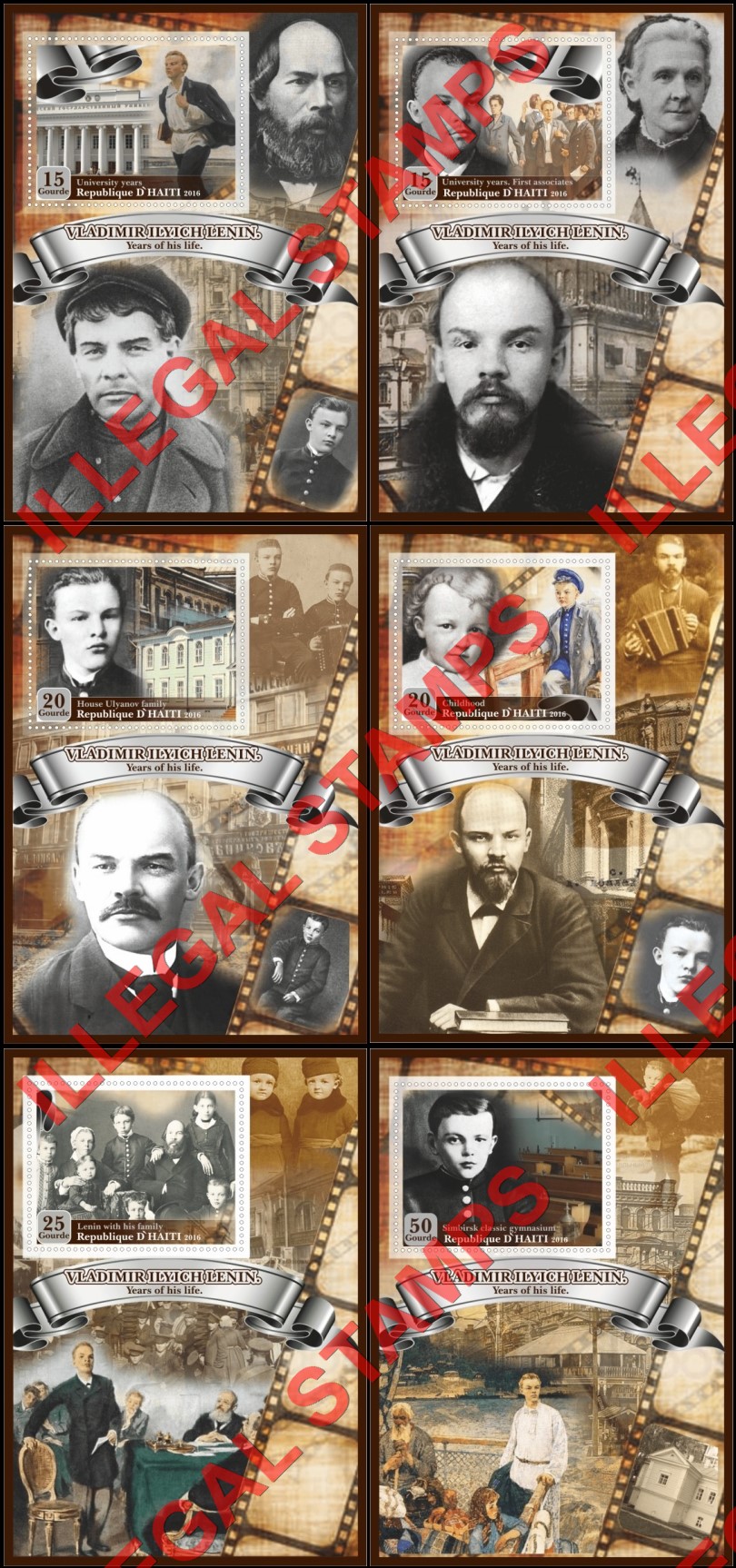 Haiti 2016 Vladimir Lenin Illegal Stamp Souvenir Sheets of 1 Haiti 2016 Vladimir Lenin Illegal Stamp Souvenir Sheets of 1