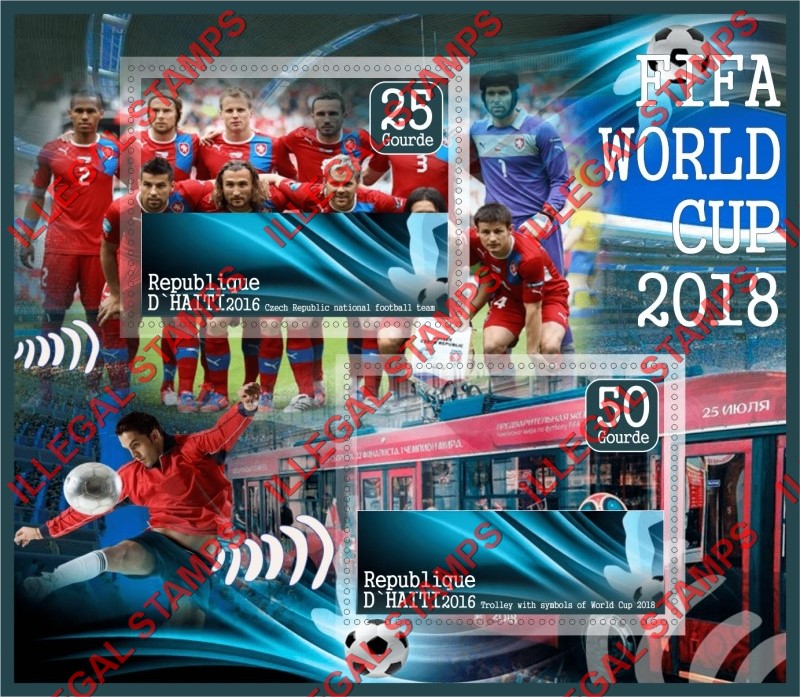 Haiti 2016 World Cup Soccer in 2018 Illegal Stamp Souvenir Sheet of 2 Haiti 2016 World Cup Soccer in 2018 Illegal Stamp Souvenir Sheet of 2