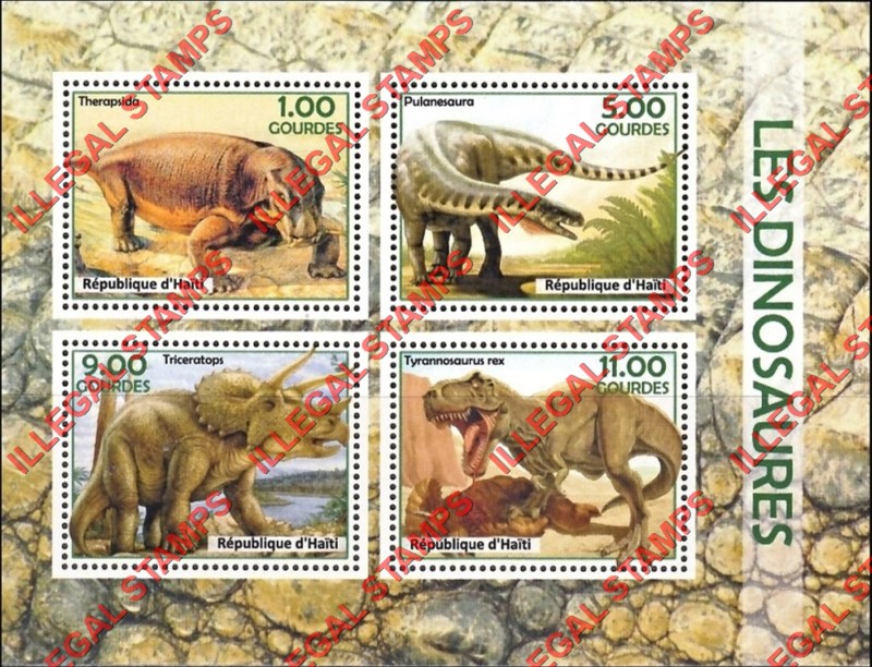 Haiti 2017 Dinosaurs Illegal Stamp Souvenir Sheet of 4 Haiti 2017 Dinosaurs Illegal Stamp Souvenir Sheet of 4