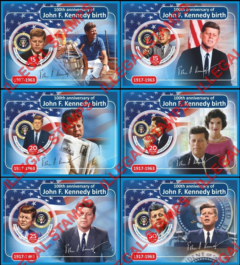 Haiti 2017 John F. Kennedy Illegal Stamp Souvenir Sheets of 1 Haiti 2017 John F. Kennedy Illegal Stamp Souvenir Sheets of 1