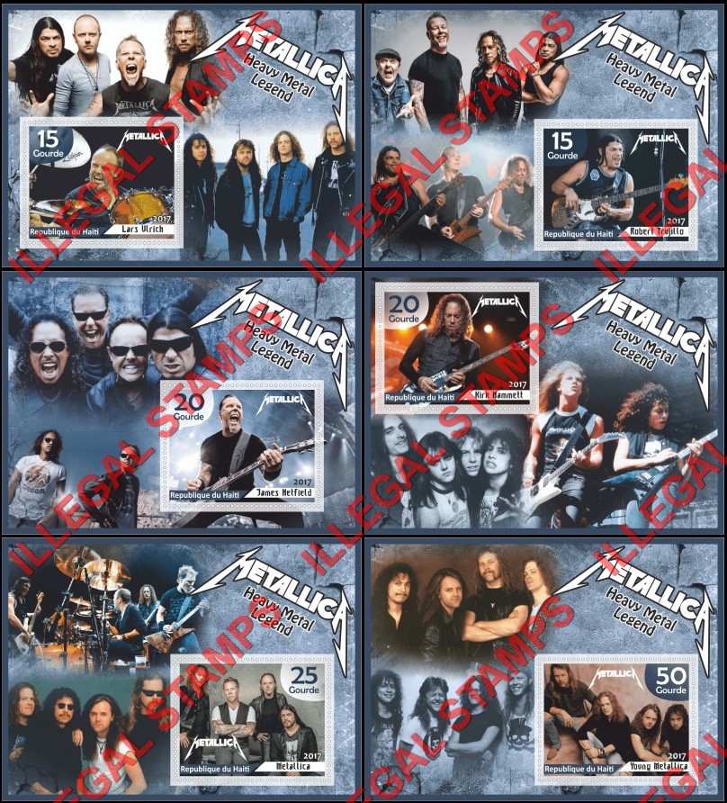 Haiti 2017 Metallica Rock Band Illegal Stamp Souvenir Sheets of 1 Haiti 2017 Metallica Rock Band Illegal Stamp Souvenir Sheets of 1