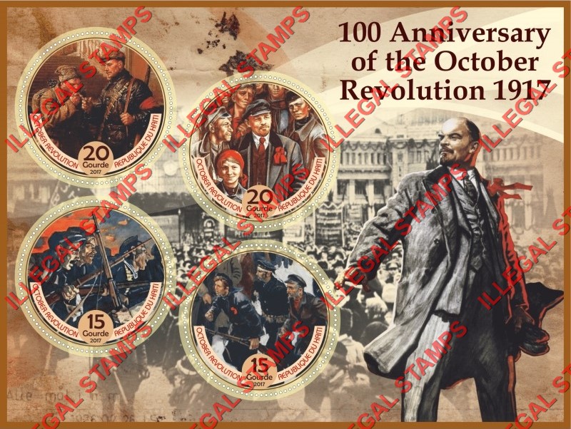 Haiti 2017 October Revolution in Russia 1917 Illegal Stamp Souvenir Sheet of 4 Haiti 2017 October Revolution in Russia 1917 Illegal Stamp Souvenir Sheet of 4