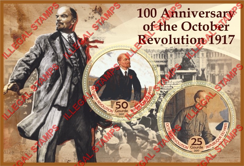 Haiti 2017 October Revolution in Russia 1917 Illegal Stamp Souvenir Sheet of 2 Haiti 2017 October Revolution in Russia 1917 Illegal Stamp Souvenir Sheet of 2