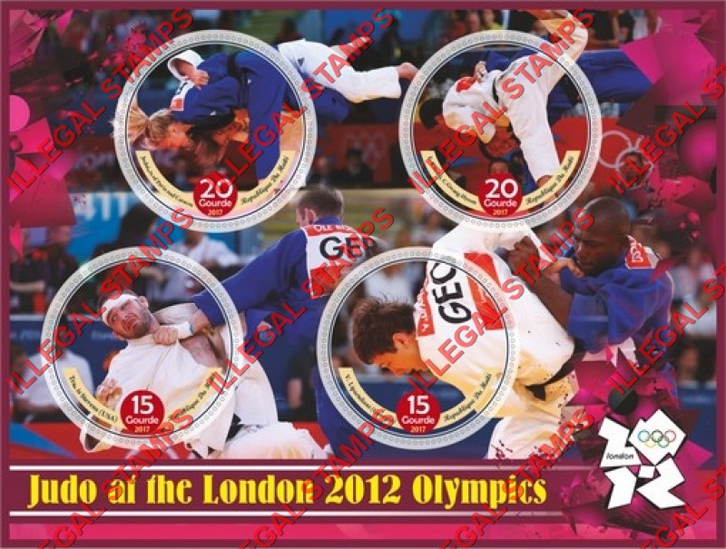 Haiti 2017 Olympic Games in London 2012 Judo Illegal Stamp Souvenir Sheet of 4 Haiti 2017 Olympic Games in London 2012 Judo Illegal Stamp Souvenir Sheet of 4