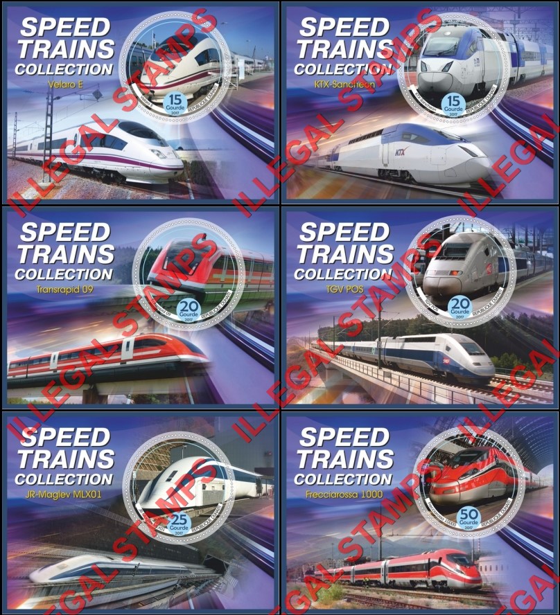 Haiti 2017 Speed Trains Illegal Stamp Souvenir Sheets of 1 Haiti 2017 Speed Trains Illegal Stamp Souvenir Sheets of 1