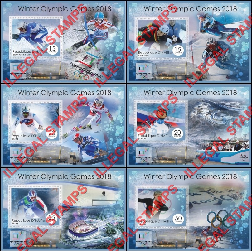 Haiti 2017 Winter Olympic Games in PyeongChang 2018 Illegal Stamp Souvenir Sheets of 1 Haiti 2017 Winter Olympic Games in PyeongChang 2018 Illegal Stamp Souvenir Sheets of 1