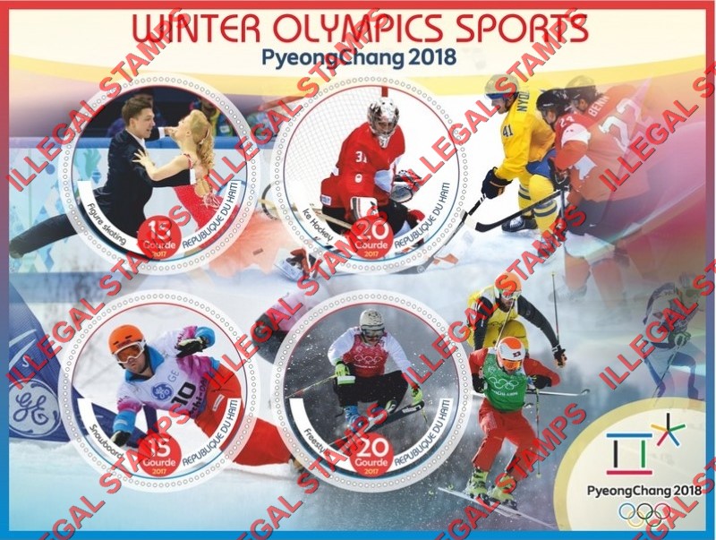 Haiti 2017 Winter Olympic Sports in PyeongChang 2018 Illegal Stamp Souvenir Sheet of 4 Haiti 2017 Winter Olympic Sports in PyeongChang 2018 Illegal Stamp Souvenir Sheet of 4