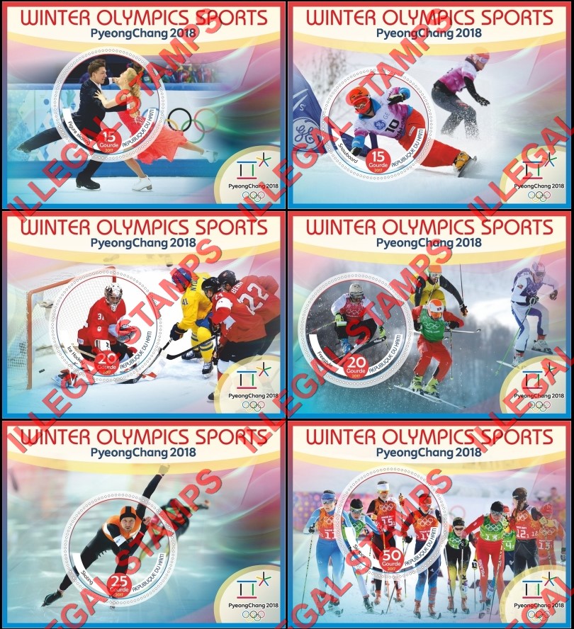 Haiti 2017 Winter Olympic Sports in PyeongChang 2018 Illegal Stamp Souvenir Sheets of 1 Haiti 2017 Winter Olympic Sports in PyeongChang 2018 Illegal Stamp Souvenir Sheets of 1