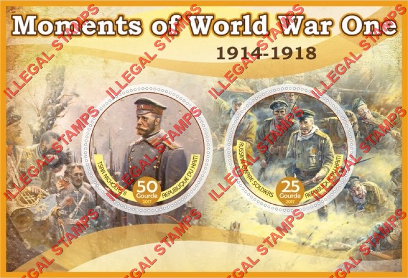 Haiti 2017 World War One Moments Illegal Stamp Souvenir Sheet of 2 Haiti 2017 World War One Moments Illegal Stamp Souvenir Sheet of 2