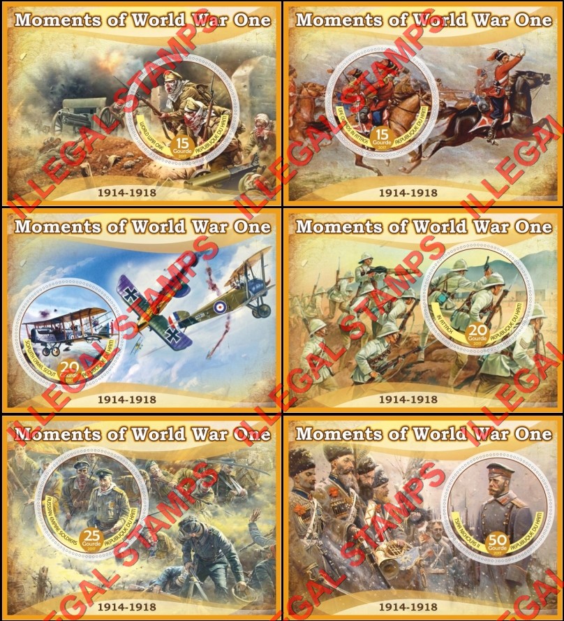 Haiti 2017 World War One Moments Illegal Stamp Souvenir Sheets of 1 Haiti 2017 World War One Moments Illegal Stamp Souvenir Sheets of 1