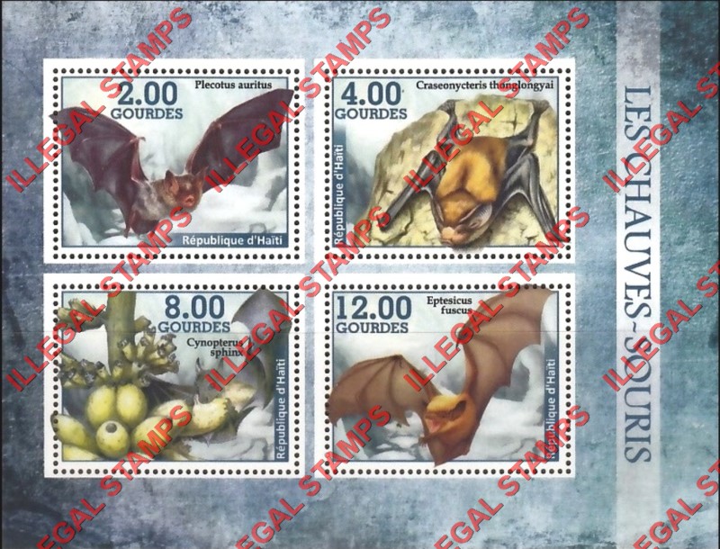 Haiti 2018 Bats Illegal Stamp Souvenir Sheet of 4 Haiti 2018 Bats Illegal Stamp Souvenir Sheet of 4