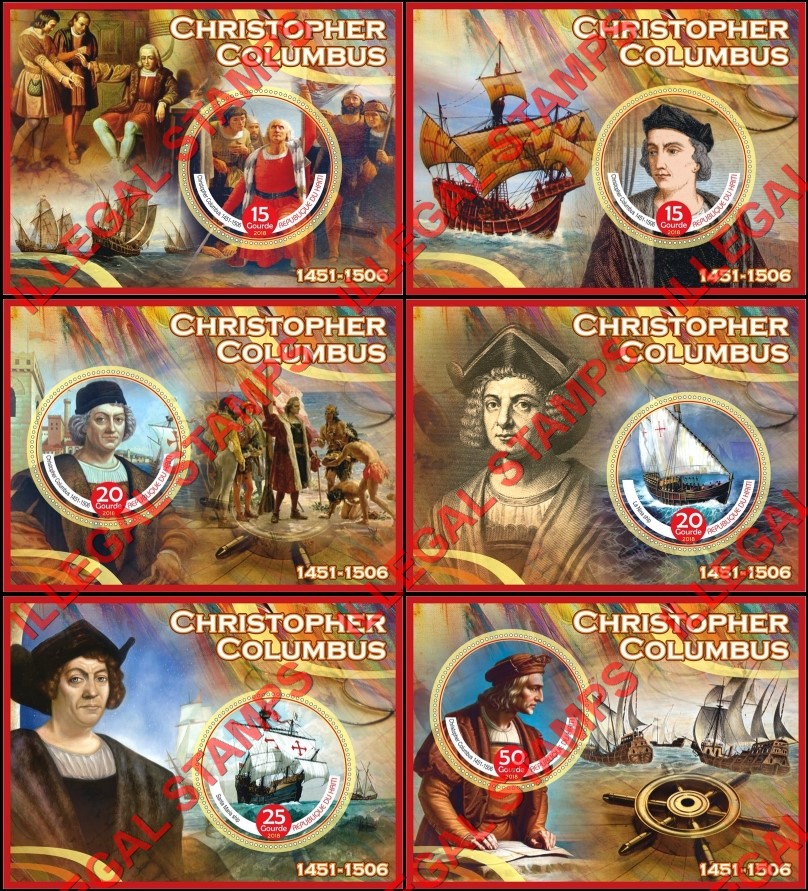 Haiti 2018 Christopher Columbus Illegal Stamp Souvenir Sheets of 1 Haiti 2018 Christopher Columbus Illegal Stamp Souvenir Sheets of 1