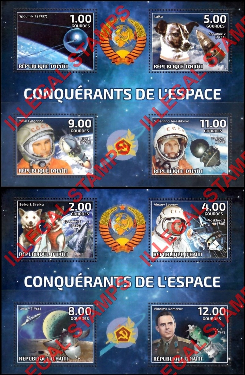 Haiti 2018 Conquerers of Space Illegal Stamp Souvenir Sheets of 4 Haiti 2018 Conquerers of Space Illegal Stamp Souvenir Sheets of 4