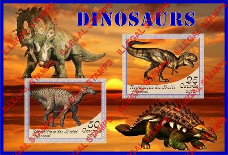 Haiti 2018 Dinosaurs (different) Illegal Stamp Souvenir Sheet of 2 Haiti 2018 Dinosaurs (different) Illegal Stamp Souvenir Sheet of 2