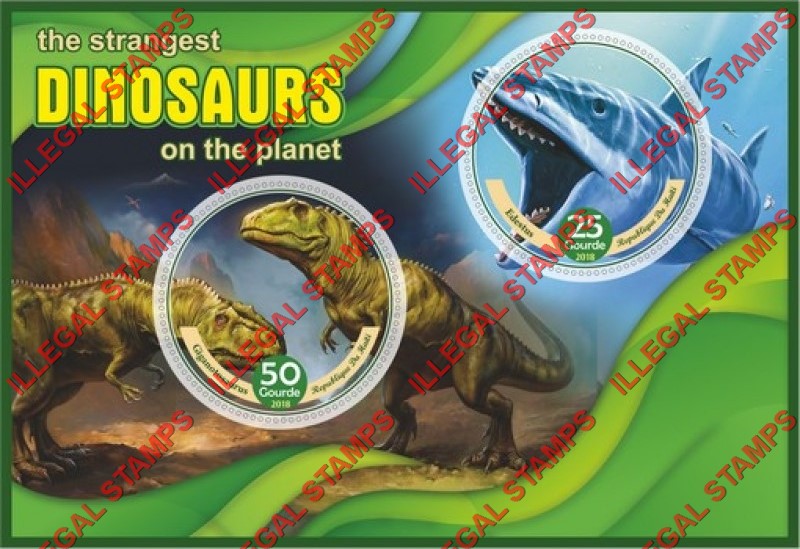 Haiti 2018 Dinosaurs Illegal Stamp Souvenir Sheet of 2 Haiti 2018 Dinosaurs Illegal Stamp Souvenir Sheet of 2