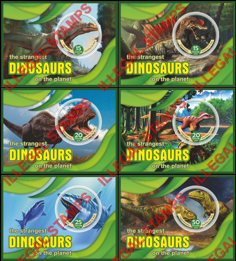 Haiti 2018 Dinosaurs Illegal Stamp Souvenir Sheets of 1 Haiti 2018 Dinosaurs Illegal Stamp Souvenir Sheets of 1