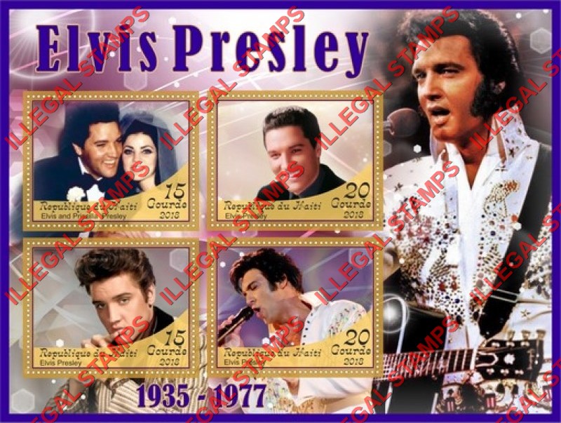 Haiti 2018 Elvis Presley Illegal Stamp Souvenir Sheet of 4 Haiti 2018 Elvis Presley Illegal Stamp Souvenir Sheet of 4
