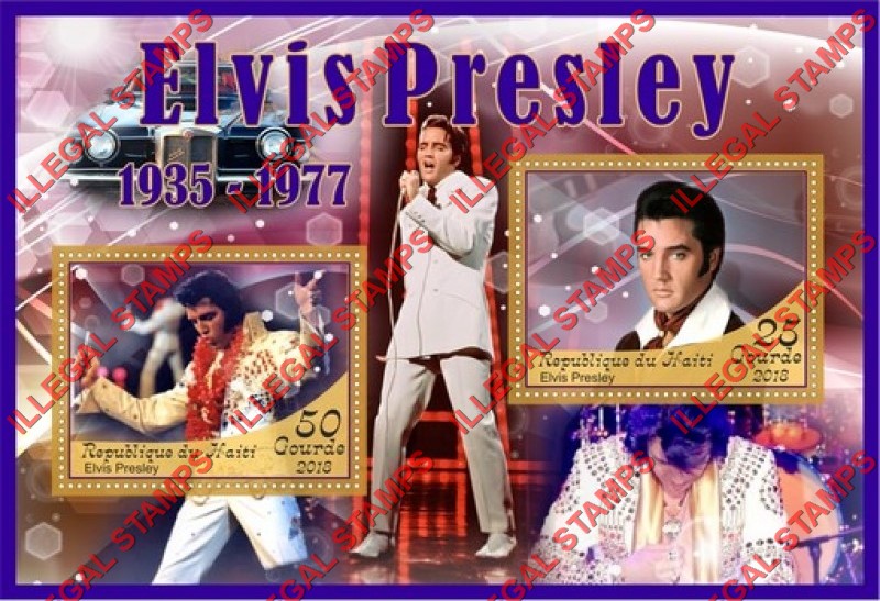 Haiti 2018 Elvis Presley Illegal Stamp Souvenir Sheet of 2 Haiti 2018 Elvis Presley Illegal Stamp Souvenir Sheet of 2