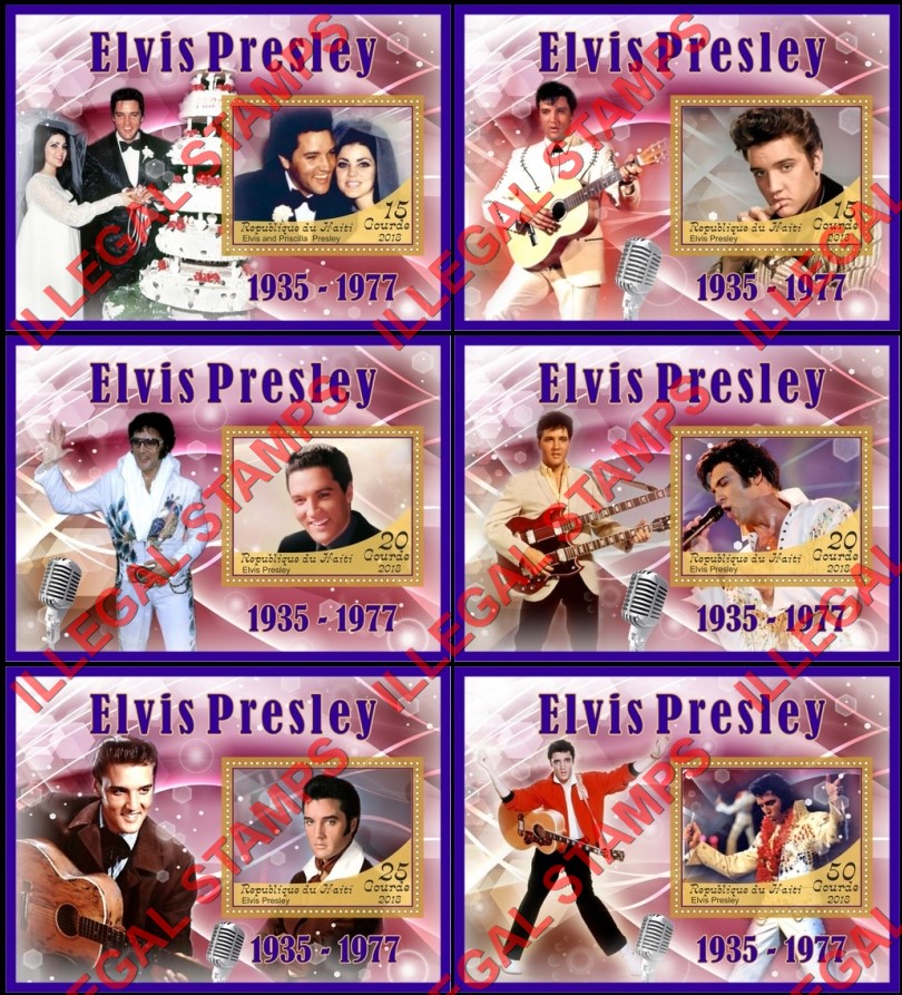 Haiti 2018 Elvis Presley Illegal Stamp Souvenir Sheets of 1 Haiti 2018 Elvis Presley Illegal Stamp Souvenir Sheets of 1