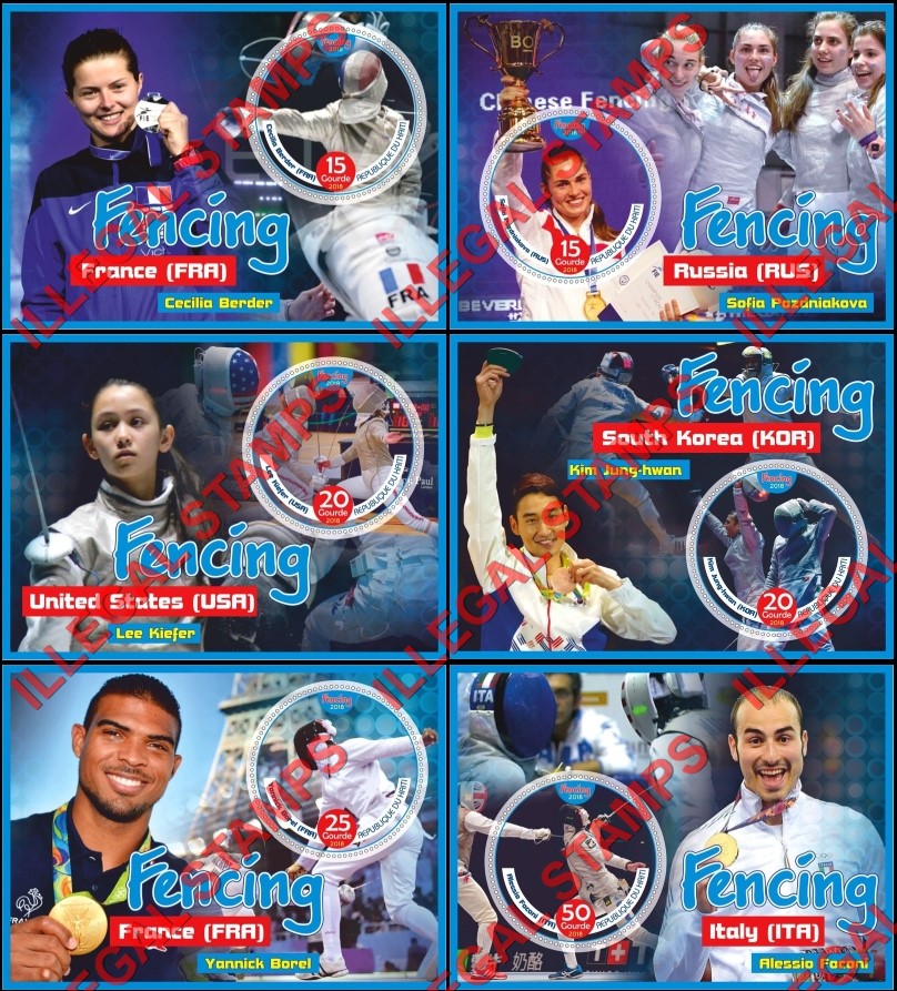 Haiti 2018 Fencing Illegal Stamp Souvenir Sheets of 1 Haiti 2018 Fencing Illegal Stamp Souvenir Sheets of 1