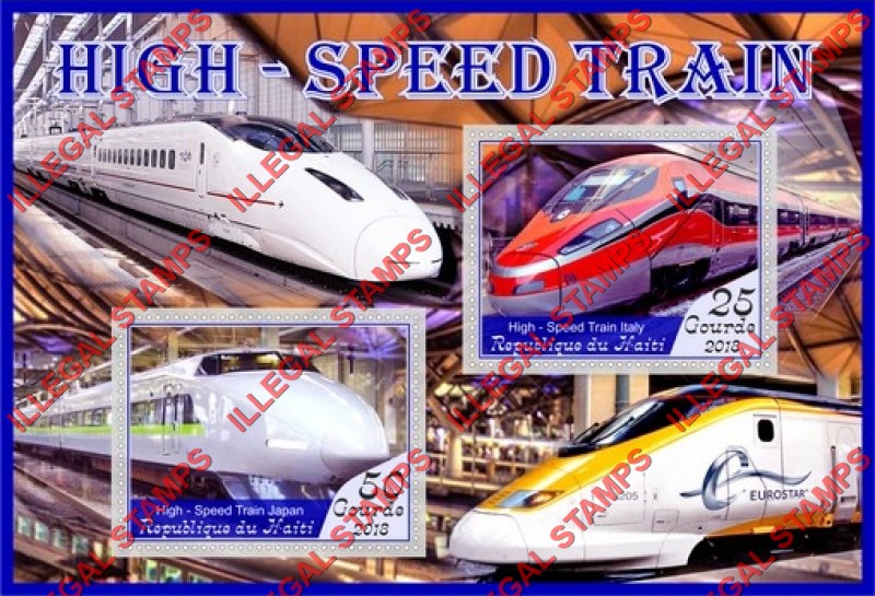Haiti 2018 High Speed Trains Illegal Stamp Souvenir Sheet of 2 Haiti 2018 High Speed Trains Illegal Stamp Souvenir Sheet of 2
