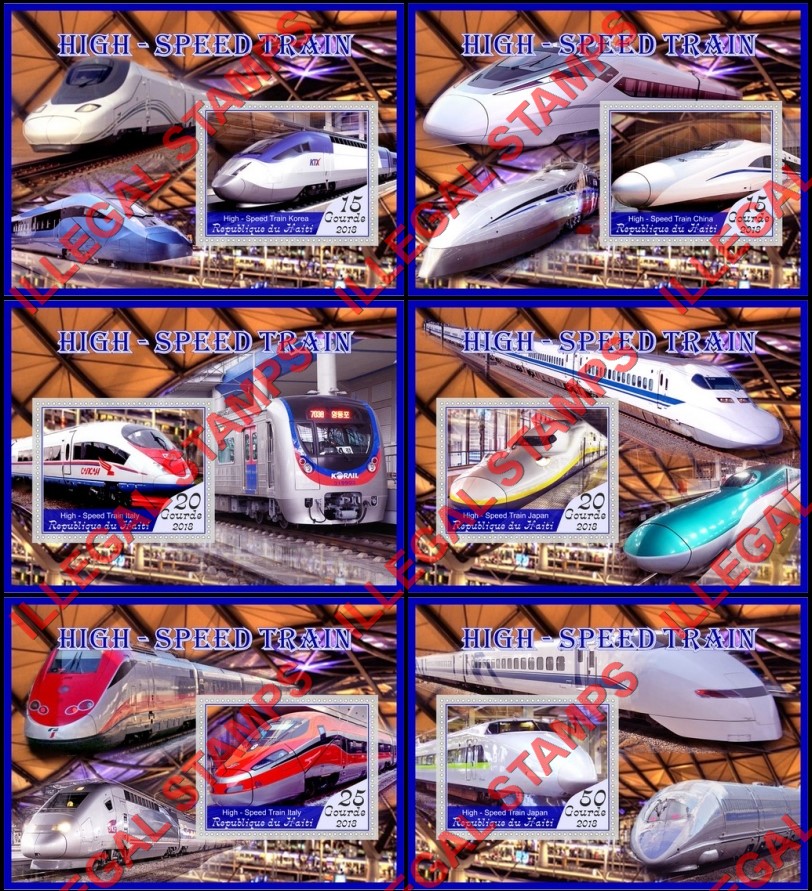 Haiti 2018 High Speed Trains Illegal Stamp Souvenir Sheets of 1 Haiti 2018 High Speed Trains Illegal Stamp Souvenir Sheets of 1
