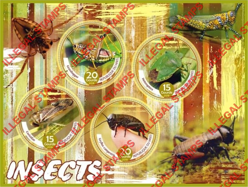 Haiti 2018 Insects Illegal Stamp Souvenir Sheet of 4 Haiti 2018 Insects Illegal Stamp Souvenir Sheet of 4